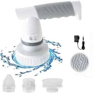 Electric Spin Scrubber Cordless Bathroom Brush Rechargeable Shower Brush Power Scrubber with 4 Replaceable Cleaning Brush Heads
